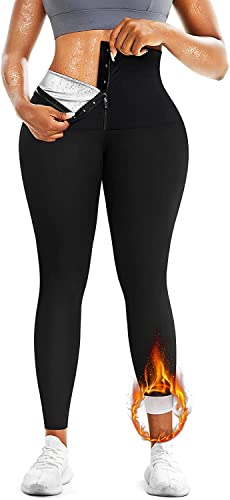 Image of Sauna Pants for Women Tummy Tucker Belly Fat | Neoprene Thermal Sweat Gym Pants with Hook & Eye Closure | High Waist Tummy Control Shapewear Yoga Gym Wear Leggings