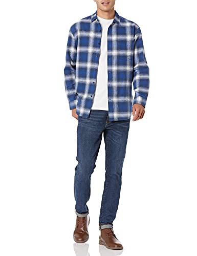 Image of Amazon Essentials Men's Regular Fit Long-Sleeve Flannel Shirt, Soft Brushed Cotton, Lightweight yet Warm