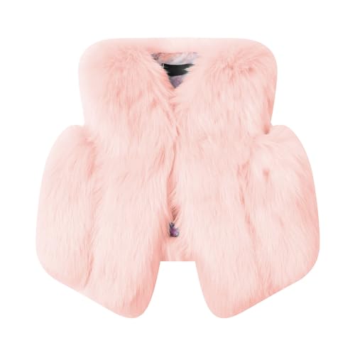 Toddler Girls Sleeveless Faux 𝗙𝘂r Jacket Winter Windproof Open Front Thick Outerwear Soft Warm Fluff Vest