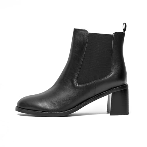 ONEENO Women's Heels Leather chelsea Boots2