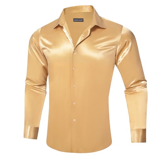 Barry.Wang Mens Stretch Dress Shirts Solid Long Sleeve Button Down Shirts Formal Casual Business Prom Party Wedding4