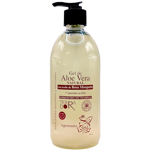 Derbós Gel Áloe Vera y Rosa Mosqueta 500 ml - Regenerador Celular Intensivo, Hidratante y Calmante - Ideal para Cicatrices, Estrías y Post-Depilación - Formato Ahorro