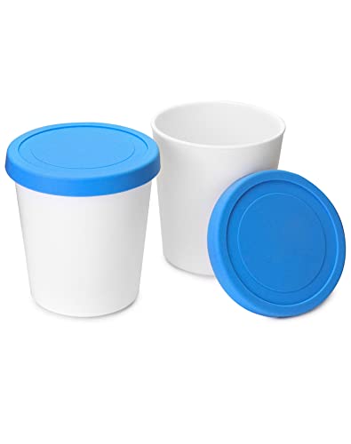 QWORK® Set di 2 contenitori per gelato - 1 litro - per uso alimentare - Contenitori riutilizzabili per congelatore