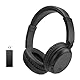 Queemie Bluetooth Funkkopfhörer mit FM-Radio, Ultra-Leichter Kabellose Over-Ear Kopfhörer für TV, Ohne Audioverzögerung mit Starkem Bass - Drahtloses Headset für Senioren (Schwarz)