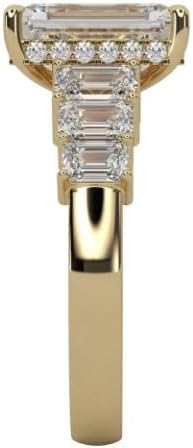 5 Carat Radiant Cut Moissanite Solitaire Engagement Ring 14k Yellow Gold Plated,10kt/9Kt Gold with Hidden Halo wedding gift,GIfted For Her.size 3-12