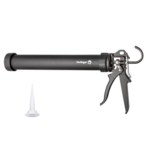 VERLINGER Pistola De Silicona Pistola Para Sellado De Calafateo Aplicador Herramienta Prensa De Cartuchos De Silicona Acrílico Y Adhesivos Relación De Empuje 18 1 Aluminio Acero Negro Pro
