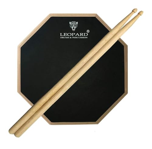 Image of Leopard 12 inches 3 surface drum practice pad with bag and premium quality drumsticks