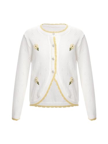 Kids Girls Flower Knitted Cardigan Long Sleeve Sweater Bolero Shrug Jacket Coat Top Dress Cover Up Outerwear