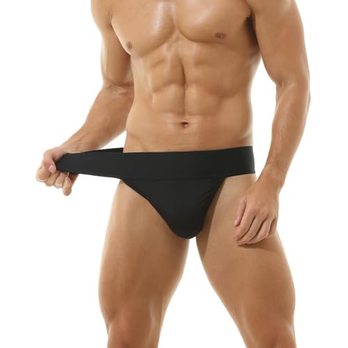 BRODDLE Men's Nylon Thong Underwear Thick Band G-String Low Rise T-Back Bulge Pouch Workout for Men4