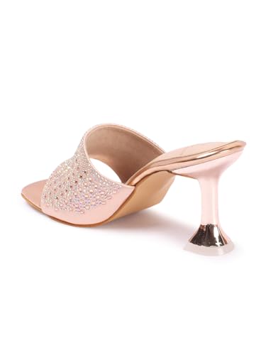 Image of Carlton London Women Stylish Embellished Sandal with Stiletto Heels, Square Toe for Party