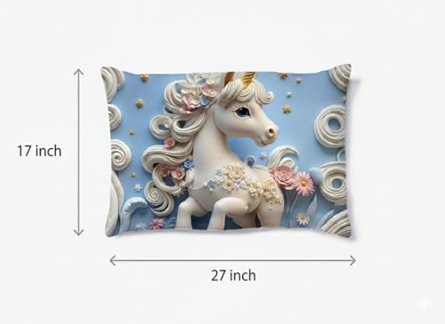 Image of Filymore 7D Bedsheet for Kids Cute Print Super King Size Bedsheet Set for Double Bed with 2 Pillow Covers 300 TC Microfiber Wrinkle Free Size (108x108 Inches)(SkyBlue and White)