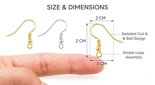 Image of Earring Hooks for Jewellery Making | 50 pcs Gold & Silver Mix Colour | Fish Hook Ear Wires for Earrings | DIY Jewellery Findings & Craft Supplies (25 Gold + 25 Silver) (H-M50)