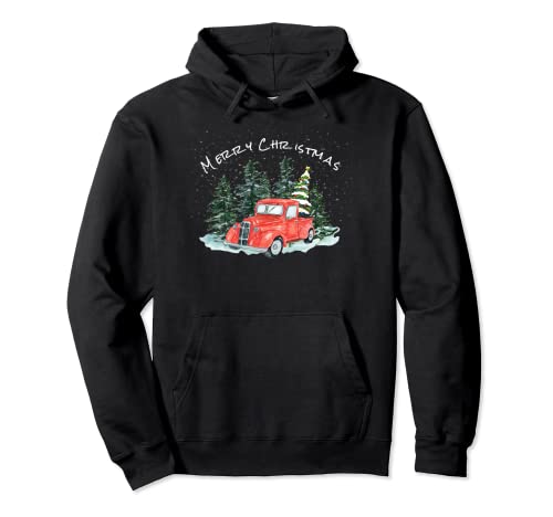 Vintage Red Truck Christmas Farm Decor Pijamas Familia Sudadera con Capucha