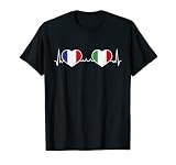 France Italy Heart Love Heart Line T-Shirt
