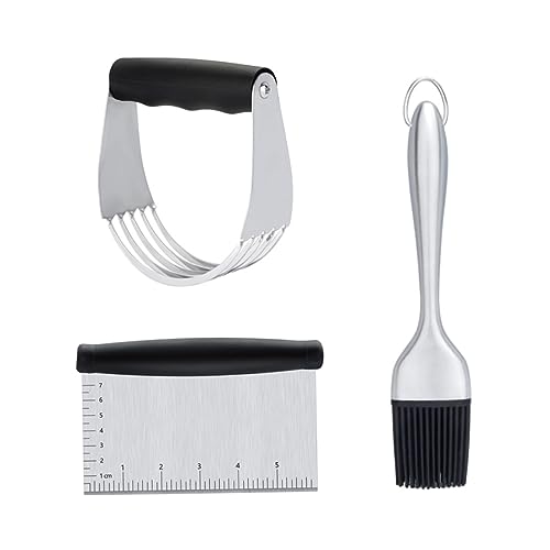 Kisangel 3 Piezas Mezcladora de aceite cortado de harina Parilla equipo bot cocinando accesorios de parrilla papá inoxidable cuchillo para masa hornada raspador de torta
