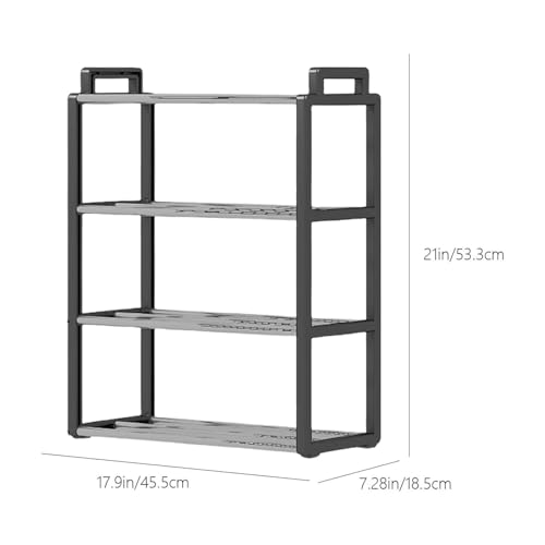Image of 4-Tier Shoe Storage Rack | Space-Saving Free-Standing Shoe Organizer | Durable Metal Frame with Open Shelves | Ideal for Entryway, Closet, Bedroom (Portable-Black, 4 Tier)