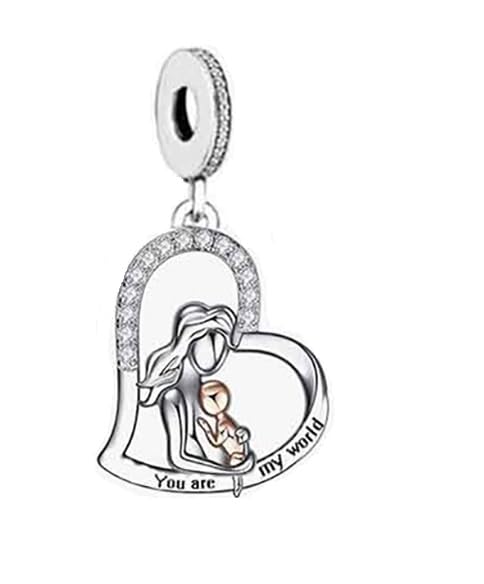 Abalorio de plata de ley 925 compatible con pulseras Pandora forma corazón