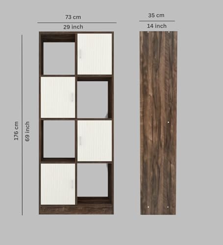 Image of SPECIALITY PANELS 8 Shelf Kitchen Cabinet | Multipurpose Wooden Storage Cupboard with Doors | Semi Open Pantry Organizer | Tall Space Saving Storage Unit for Kitchen Living Room Home | Display Rack