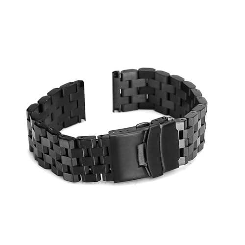 Correa de reloj de acero sólido HMFANG negro con interfaz plana universal 3