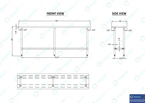 Image of AmGood Stainless Steel Work Table Open Base | Metal Work Bench (Stainless Steel Table Open Base, 84 inch Long x 18 inch Deep)
