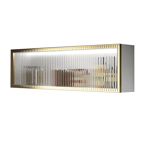 Muebles de pared de cocina modernos de vidrio con marco de aleación de aluminio, armario de pared para cocina, garaje, lavandería, 23.6 x 11.8 x 11.8 pulgadas (gris-B)