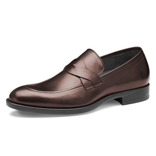 FOWT Mens Fashion Closed Almond Toe Slip on Loafers Comfy Low Heel Casual Dress Work Wedding Tuxedo Shoes Size 4-16 US
