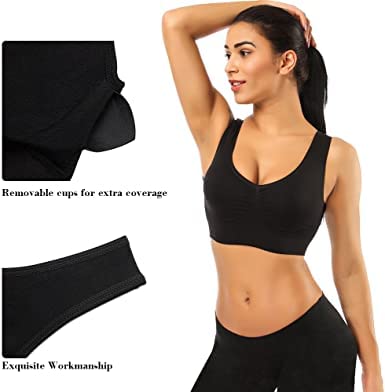 Image of Fshway Women's Cotton Lightly Padded Sports Bra Stretchable Air Bra Removable Pad & Non-Wired Bra Women's Cotton Slip On Active Bra(its a Best for 32 to 36 Bust Size)