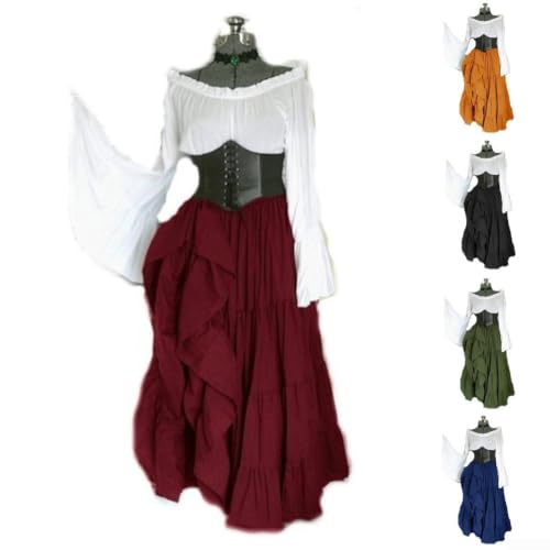 Vestido gótico medieval de mujer para cosplay de hada y reina 5