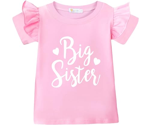 Big Sister Shirt for Toddler Baby Girl Outfits Promoted to Big Sis Announcement T-Shirt Toddler Girls Gifts