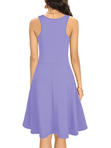 Image of Missufe Women's Sleeveless Racerback Flared Casual Plain Tank Dress