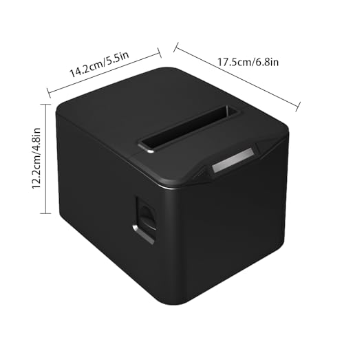 Thermodrucker für Quittungen, 80 mm, direkter Thermodruck, Büro, Anschluss USB + LAN, hohe Geschwindigkeit, mit automatischem Cutter, Papierkorb, große Größe, unterstützt ESC/POS, für, weiß
