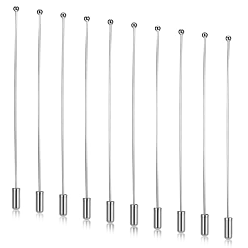 Metal Stick Pin, 10PCS Brooch Safety Hat Pins Suit Lapel Pin Long Needle Pins with Stopper DIY Accessories for Men Women Suit Tie Hat Scarf Accessories