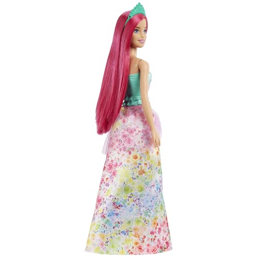 Barbie Poupée Royal Dreamtopia Cheveux Roses avec Corsage Scintillant Jupe À Fleurs Mulitcolores Et Accessoire pour Cheveux Jouet Enfant A Partir De HGR15 - vue 6