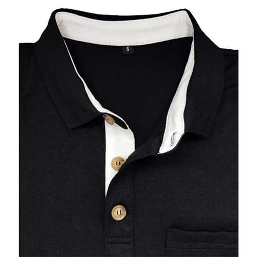 Image of Men's Short Sleeve Polo Shirts Buttons Collared T Shirts with Pocket
