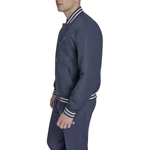 Image of Champion Men's Logo Striped-trim Varsity Jacket