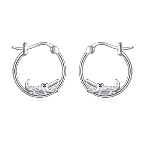 POPLYKE Boucles d'oreilles Crocodiles pour Femmes Boucles d'oreilles en Argent Sterling Boucles d'oreilles Animaux Mignons Cadeau pour Filles (crocodiles)
