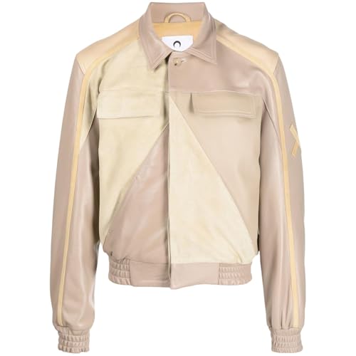 Blouson bomber en cuir beige pour homme style moto vintage