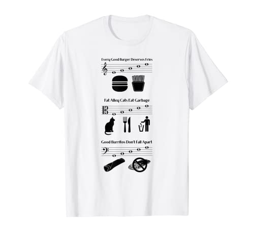 Líneas de la camiseta de Clef, Clave Alto y Clave Bajo Camiseta