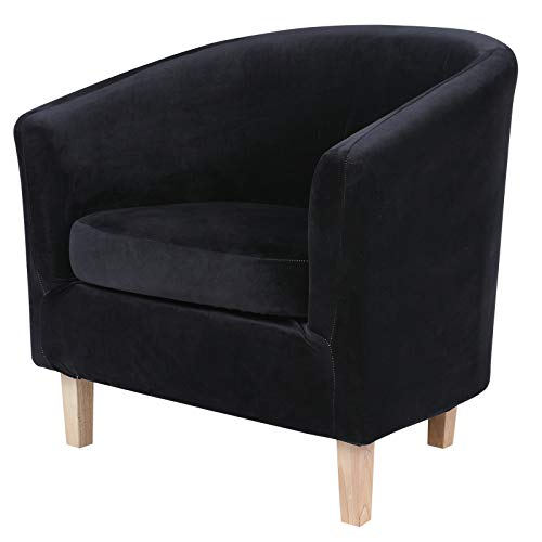 hyha 2 Pieces Velvet Tub Chair Covers with Cushion Cover, Removable
