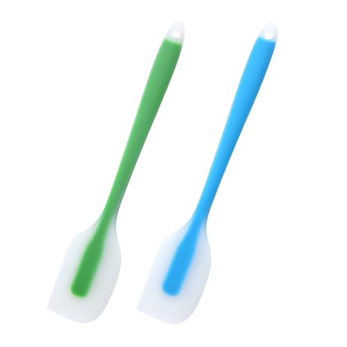 2 espátulas de silicona para hornear, espátula grande sin costuras, resistente al calor, utensilios de cocina antiadherentes para cocinar, hornear y mezclar (azul, verde)