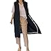 Cardigan en Lin sans Manches pour Femme Gilet de Costume Cardigan Ouvert à Simple Boutonnage Veste d'été à Revers de Couleur Unie (Le Noir,XL)