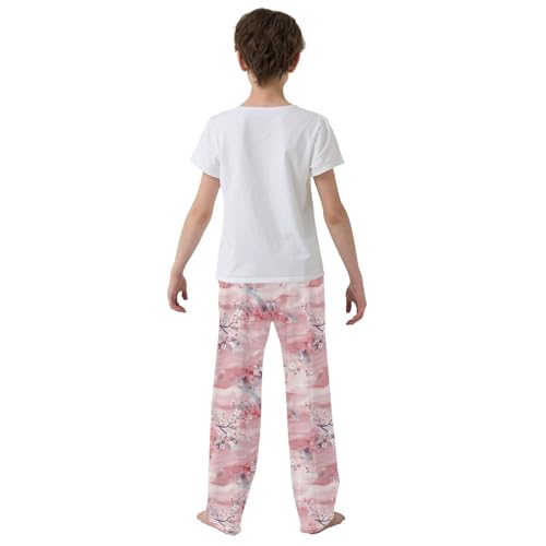 Boys' Pants Japanese Cherry Blossom Long Bottoms Jogger Pants Elastic Waist Trousers with Pockets S-XL 5