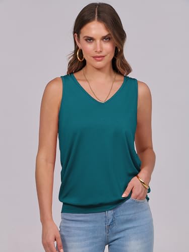 Image of ANRABESS Women Tank Tops Summer V Neck Sleeveless Casual Loose Fit Cute Cami Basic T Shirts Solid Tees 2026 Trendy Outfits