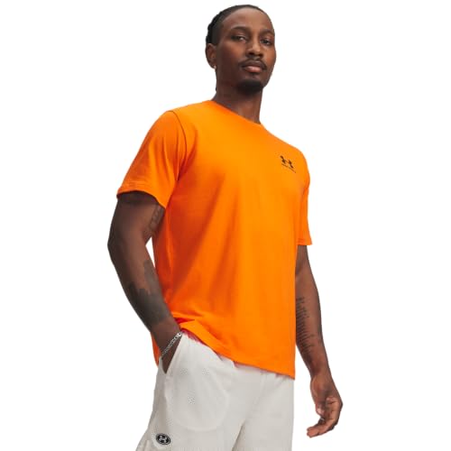 Image of Under Armour Mens, Sportstyle Left Chest Short Sleeve, Outrageous Orange /Black, Large