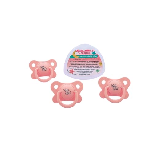 Schnuller mit Noppen zur Zahnungshilfe -Dient zur Beruhigung 0-12 Monate - BPA -freies Silikon - Kiefergerechter Baby Beißring Schnuller -mit Schnullerbox -Nopperz Beissring -Bundle Rosa Asymmetrisch