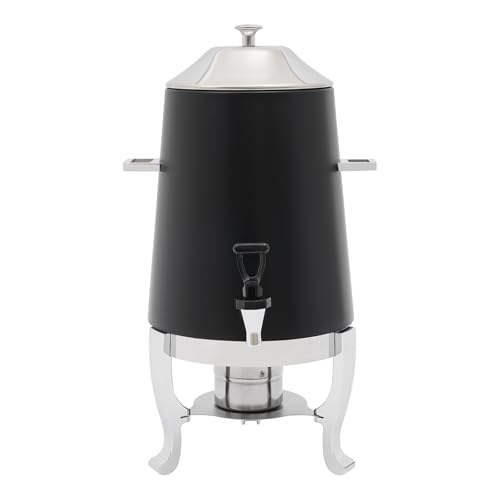 Chafer Urn, Coffee Urn With Fuel Holder And Spigot, 3.4 Gallon Stainless Steel Hot Beverage Drink Dispenser Can For Milk Tea Water Juice Parties Event Buffet Catering Silver, Black