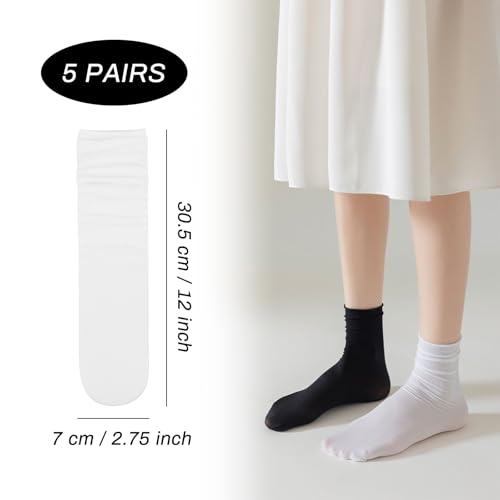 5 Pairs Women’s Thin Crew Socks, Soft Casual Ankle Socks for Office, Breathable Athletic Sock for Running Hiking2