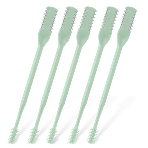 CNDNO 5Pcs 2-in-1 Nasal Hair Cutter Double Sided Nose Hair Cutter Portable 360 Rotating Manual Nose Hair Trimmer for Men and Women Mint Green