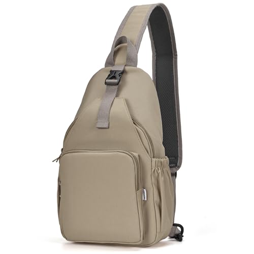 AOTIAN Borsa a Tracolla Uomo Donna, Zaino Monospalla Sling Bag Piccolo Borsa a Spalla Leggera Zaini Petto Antifurto Crossbody Backpack Marsupio frontale per Viaggi Palestra Ciclismo Sport, Cachi