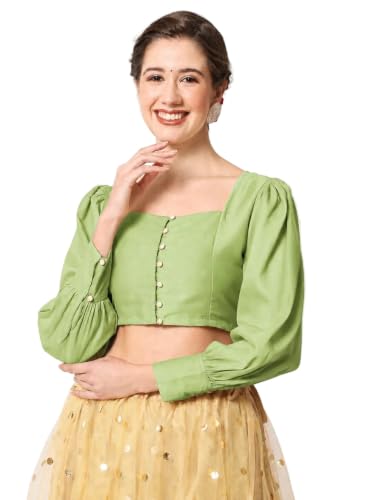 Image of studio rasa Chroma Button Down Shirt Style Crop Top for Women Girls Casual Party